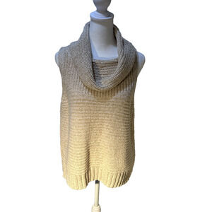 Artisan NY Cowl Neck Sleeveless Sweater – Women’s Medium – Tan Cotton Blend Knit